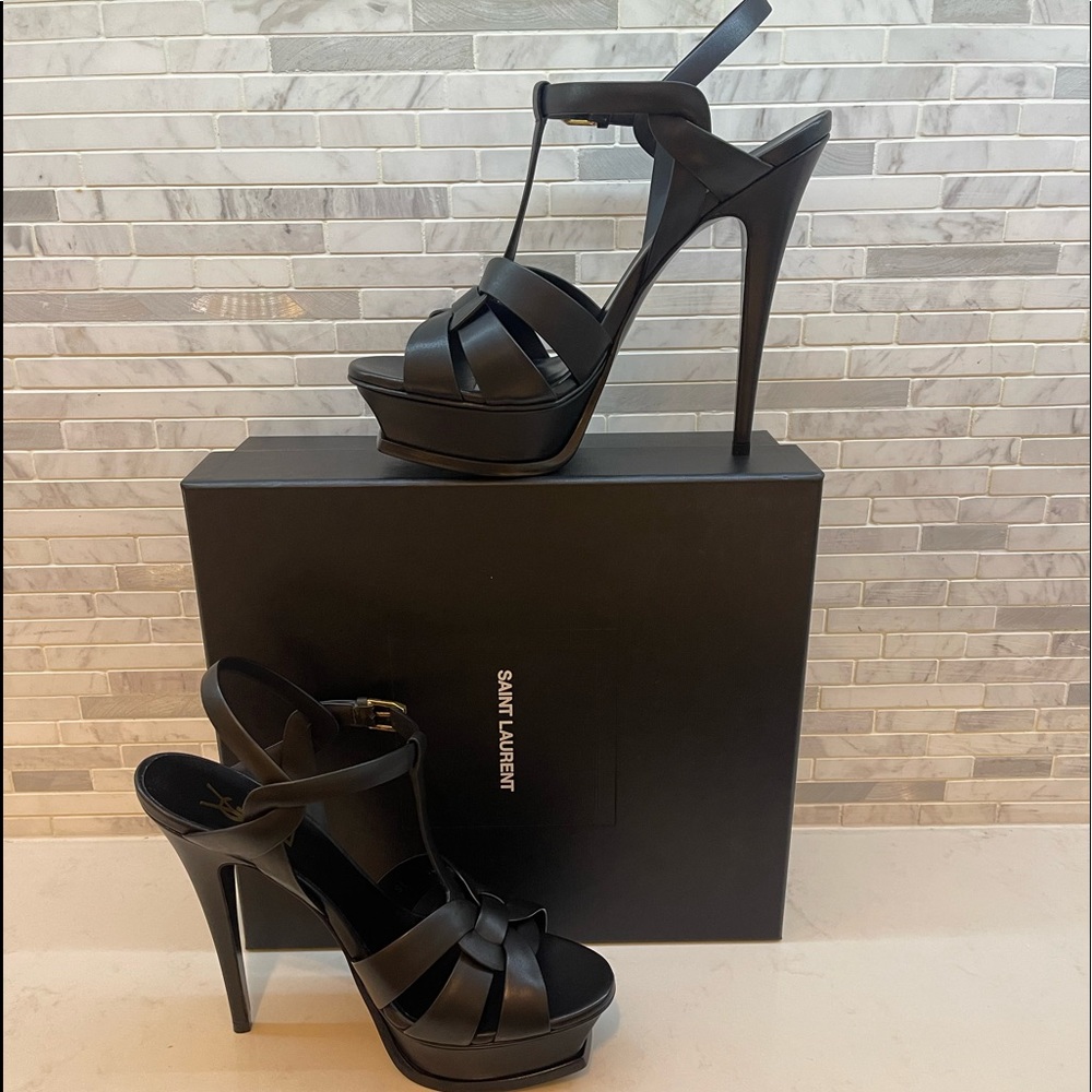 Saint Laurent 105 mm Tribute Platform Sandals 39 black